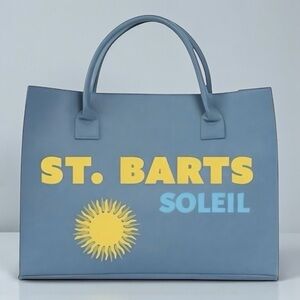 Blue St. Barts Graphic Tote Bag | Carryall Bag | Vegan Leather | NWT